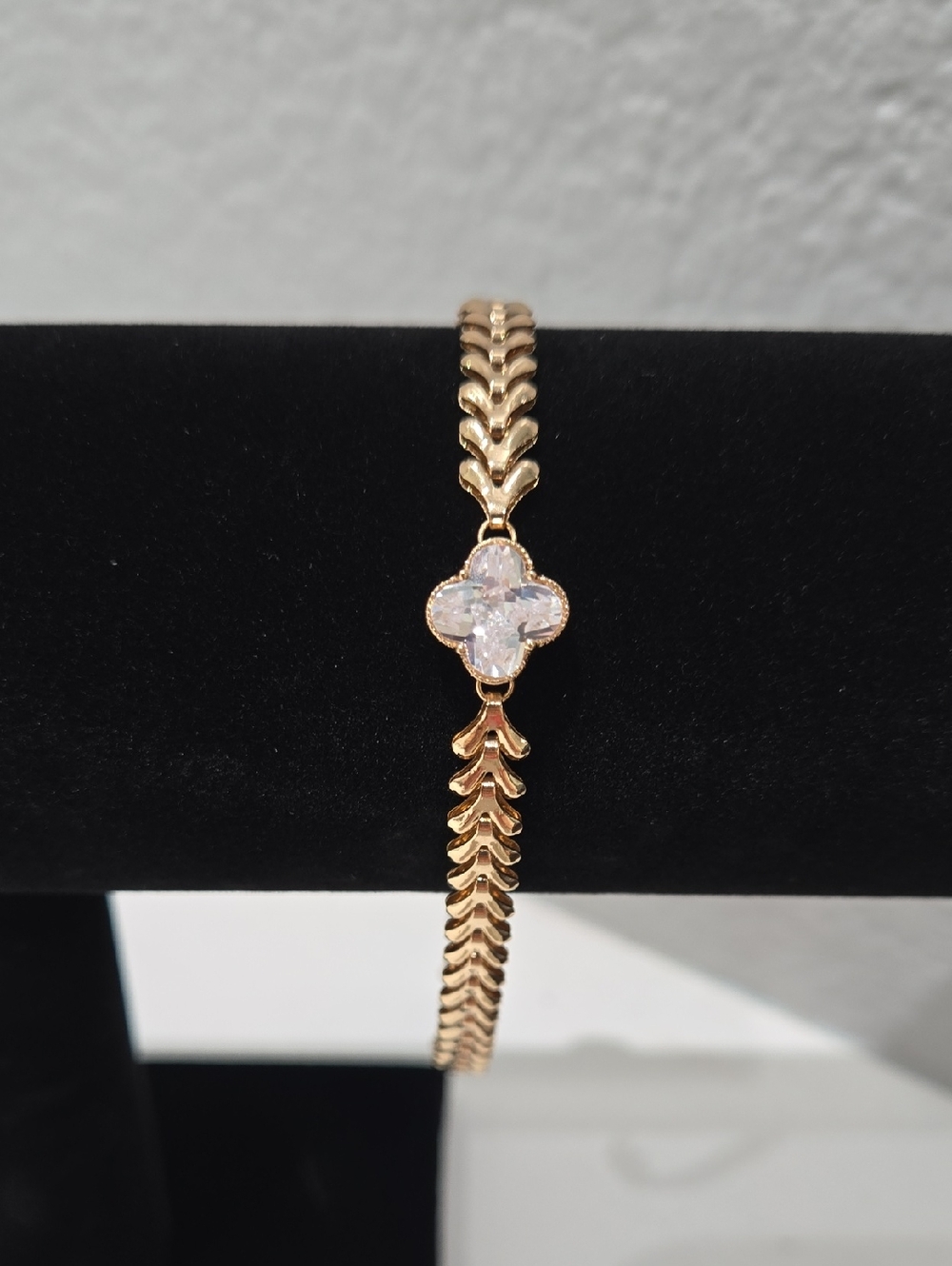 Gold-Tone Clover Crystal Bracelet - Brand